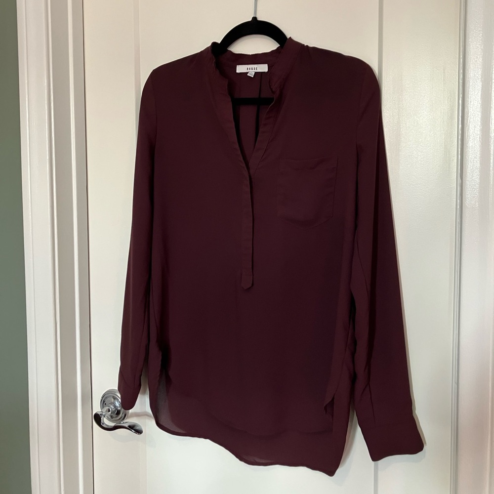 Maroon RO & DE Long-sleeve Blouse. Size S